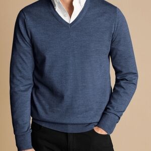 Oxford Golf Mens Size XXL V-Neck Long Sleeve Sweater 100% Pima Cotton Navy